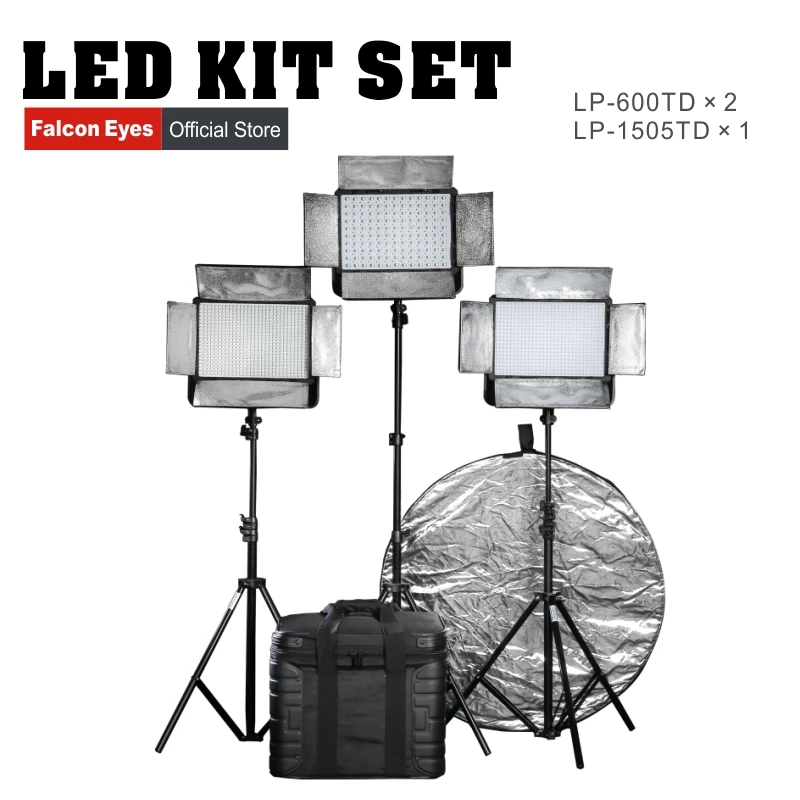 

Falconeyes 36W LED studio light photography with LCD screen LP-600TD*2+72W Professional LED light LP-1505TD