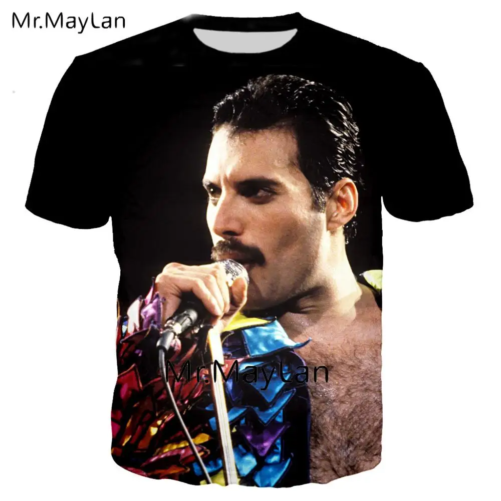 

2019 Summer Fashion Men'sT shirt 3D Print Rock Queen Band Freddie Mercury Tee Men/women Hip Hop Streetwear Tshirt Modis Clothes
