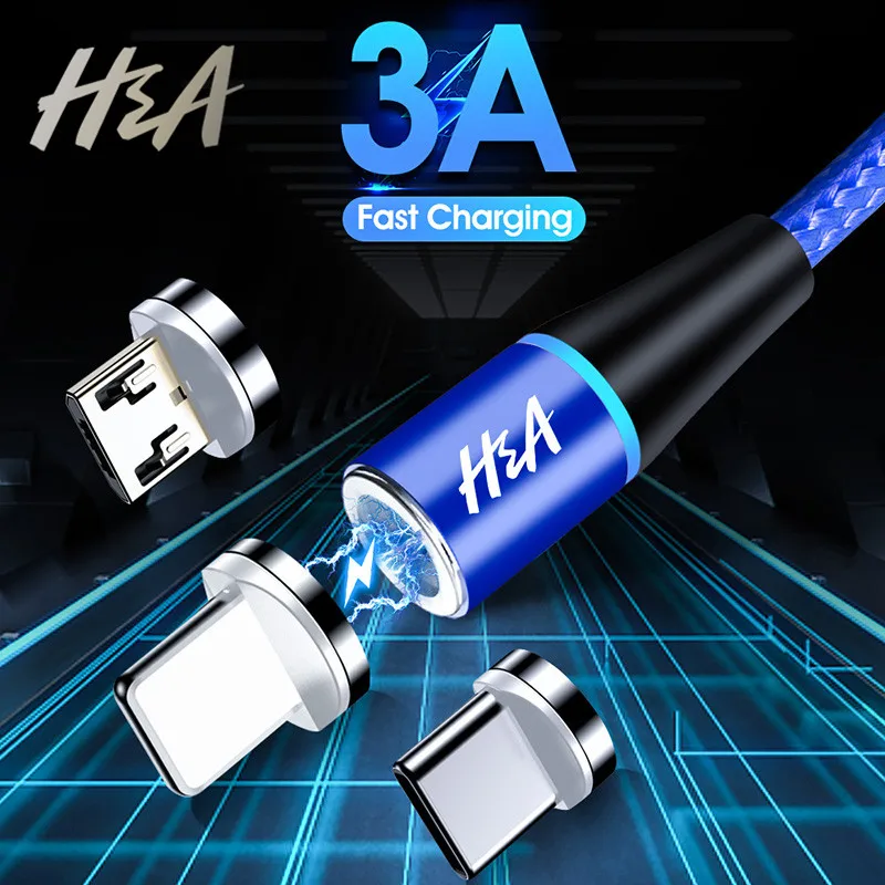 Магнитный usb-кабель H &amp A 1 м 3 А кабель для быстрой зарядки и передачи данных iPhone 7 XS