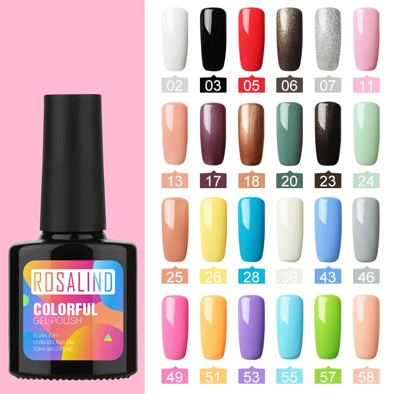 

ROSALIND Gel Varnish Nail Polish Set 10ML Vernis Semi Permanent Soak-off UV Hybrid Nails Primer for Nail Art Manicure Gel Polish
