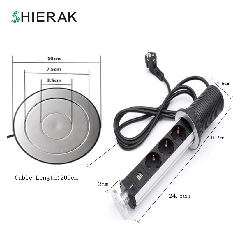 SHIERAK Desktop разъем 3 розетки с 2 Порты usb Кухня розетки ЕС/UK/US Стандартный Office гнездо Скрытая в регистрации Главная