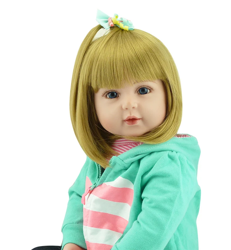 

Bebe Blonde girl doll reborn 24" cloth body silicone reborn dolls fake baby dolls toys boneca de pano reborn