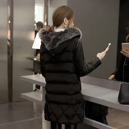 Cheap 2016 new hot winter Thicken Warm woman Cotton Coats Wadded jacket Parkas Outerwear Hooded fox Fur collar  long plus size 2XXL