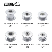 3D Printer GT2 Idler Timing Pulley 20T Bore 3mm 5mm /  OD 16mm OD 18mm use for Width 6mm belt with tooth