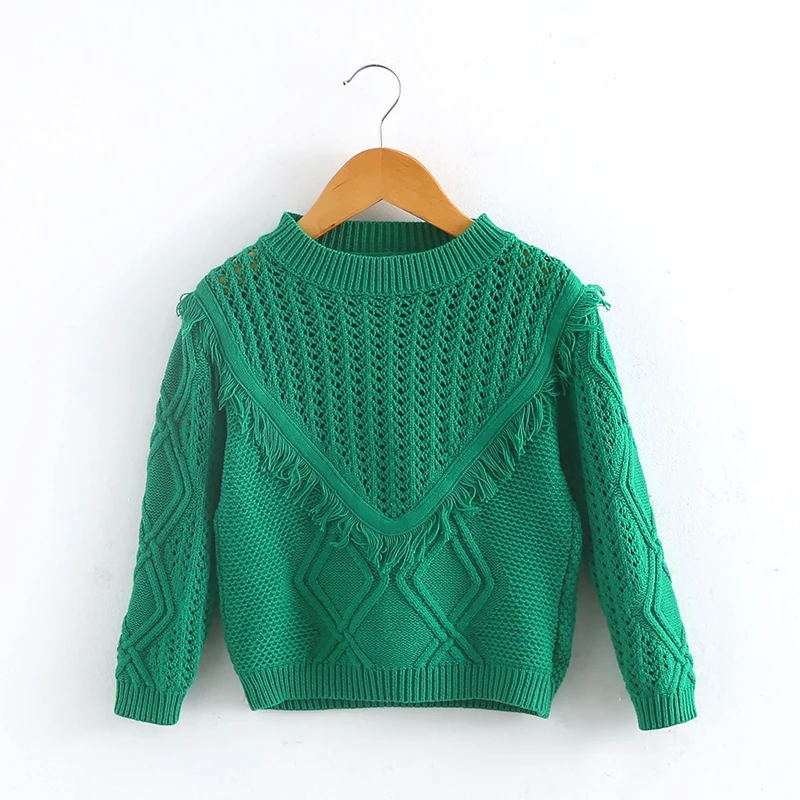 3-11Age детский вязаный свитер для девочек Демисезонный Модная одежда для детей, Детская мода, ажурный свитер детский свитер зеленого цвета вязаная одежда для девочек