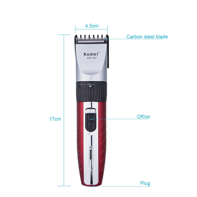  Kemei electric hair clipper rechargeable hair trimmer razor razor wireless low noise adult / child