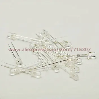 

PHISCALE 50pcs 3mm green led round with domed top transparent lens high brightness 2pins through hole