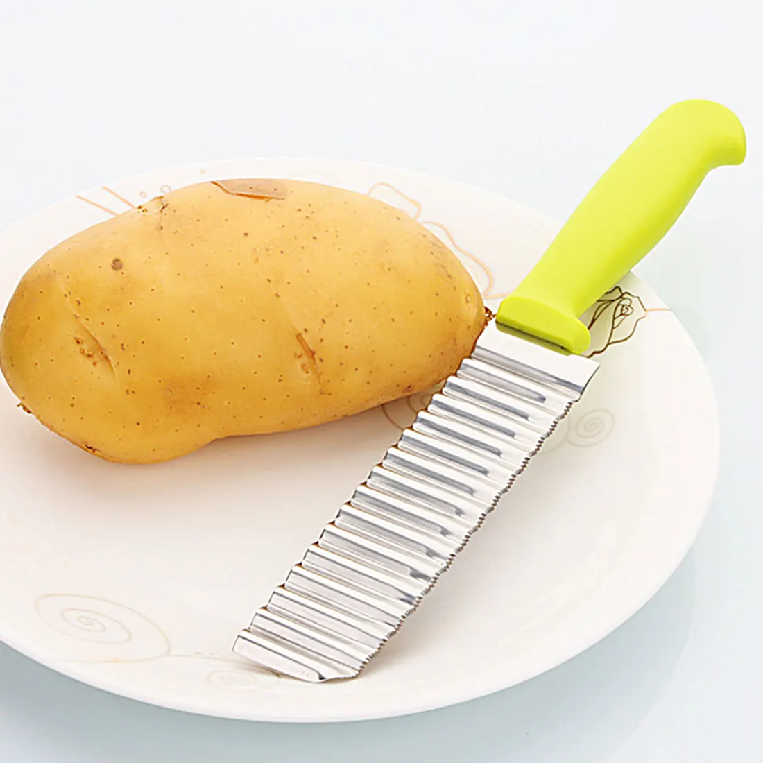 Новейший волнистый нож из нержавеющей стали для резки картофеля, гофрированный нож, фри, чипсы, резак, слайсер, инструменты для приготовления пищи