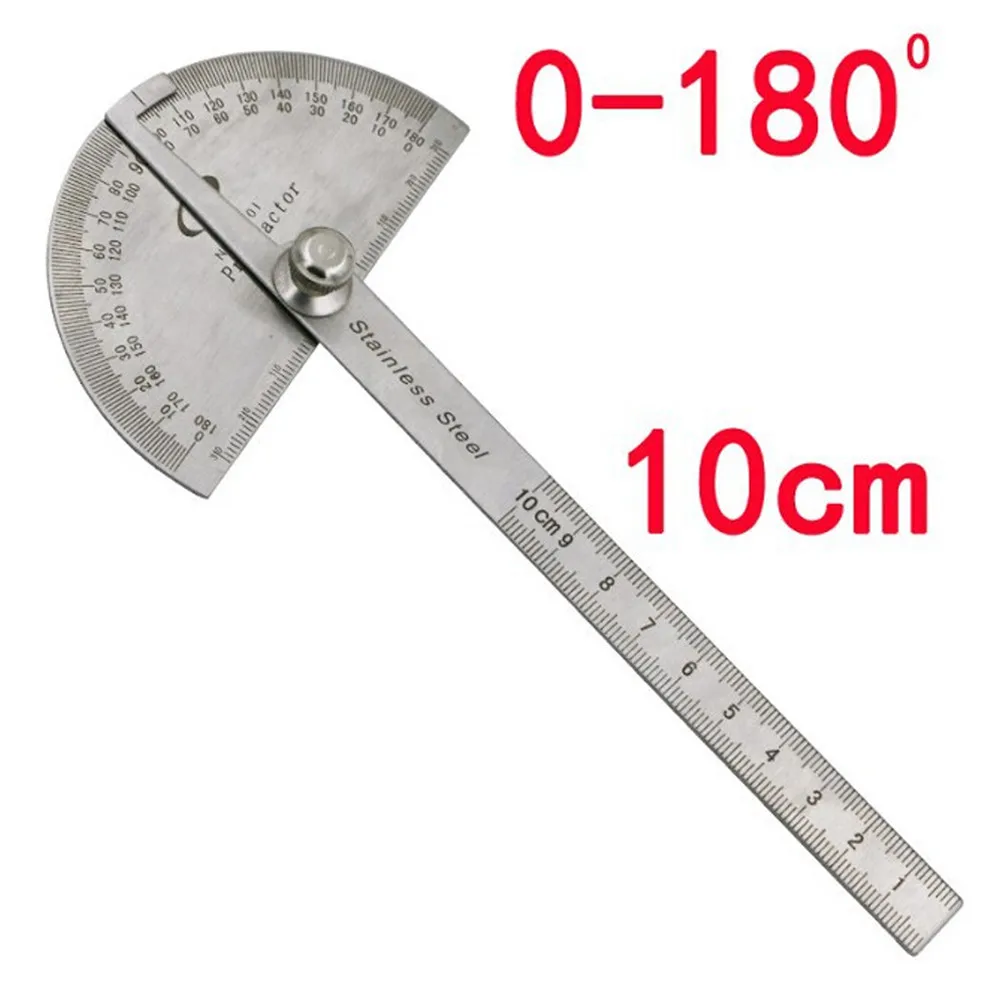 

Stainless Steel 180 Degree Angle Woodworking 10cm Measurement Protractor Ruler