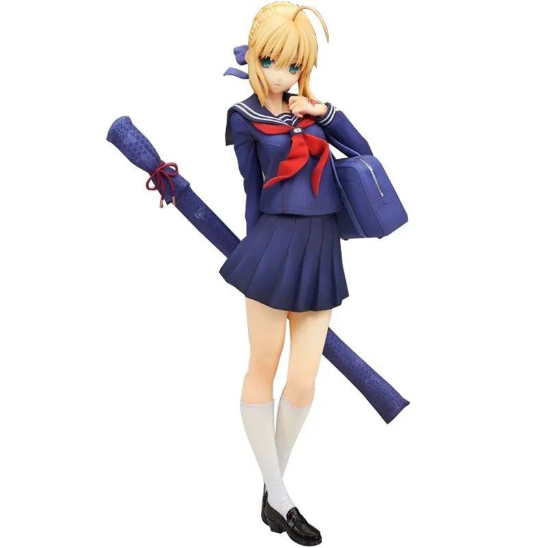 Аниме Фигурка bule saber 20 см Fate stay night Saber школьная форма стиль Фигурки игрушки