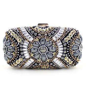 

Fashion design personalized handmade diamond beaded evening bags wedding party clutch purse handbag chain shoulder bag ladies