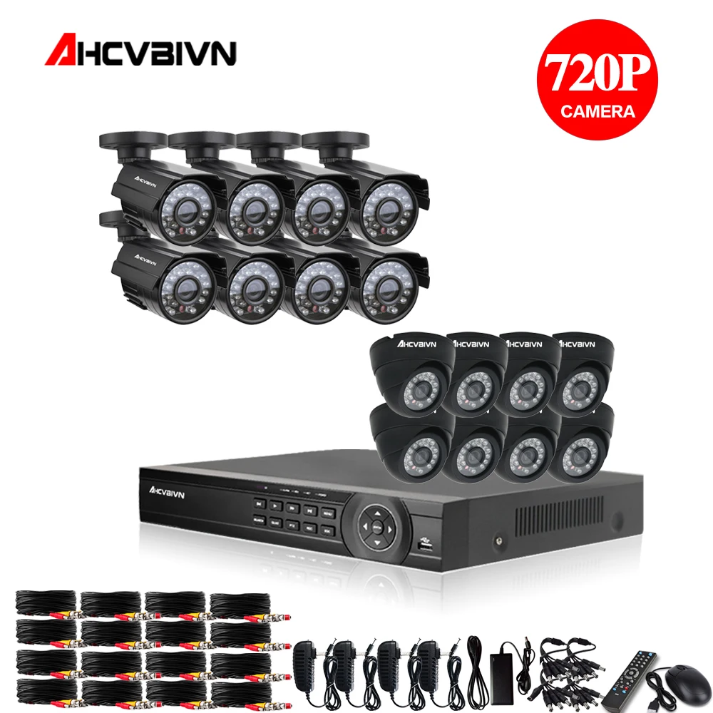 2TB HDD 1.0MP HD 2000TVL security bullet camera CCTV System Kit 16channel AHD Full 720P Video Surveillance 1080P DVR NVR system