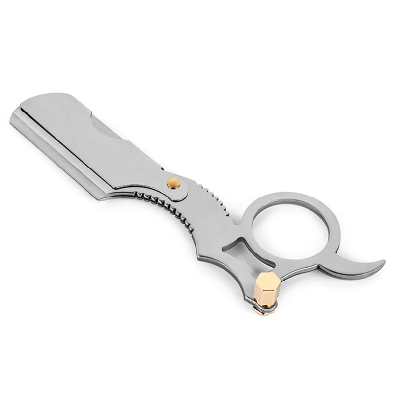 Прямая Парикмахерская стальная бритва складной держатель для ножей для бритья без лезвия мужской инструмент для бритья и удаления волос - Цвет: Silver