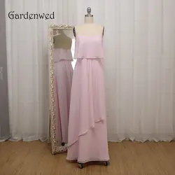 Gardenwed Фиолетовый Розовый Длинные платье для выпускного вечера 2019 элегантное платье на тонких бретельках Лодка шеи Лето вечернее шифоновое