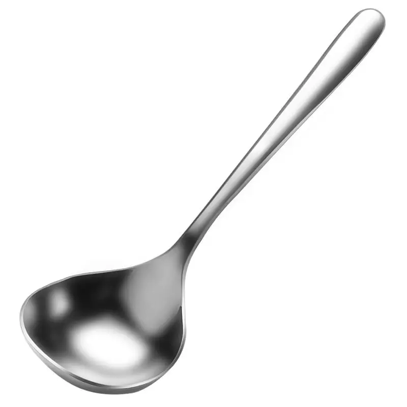 304 ложка для супа из нержавеющей стали, утолщенная, большая емкость, посуда с длинной ручкой, столовая посуда, Креативные кухонные инструменты - Цвет: Серебристый