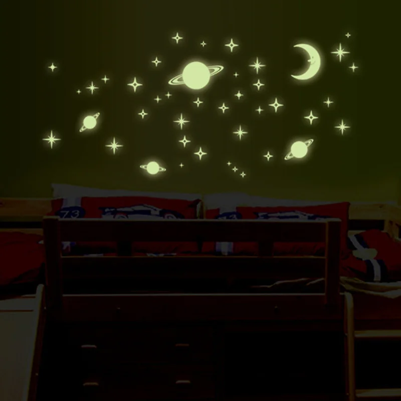 

12pcs/Set 3D Universe Stickers Glow In Dark Luminous Toys for Children Cartoon Fluorescence Glowing Stickers Room Decor
