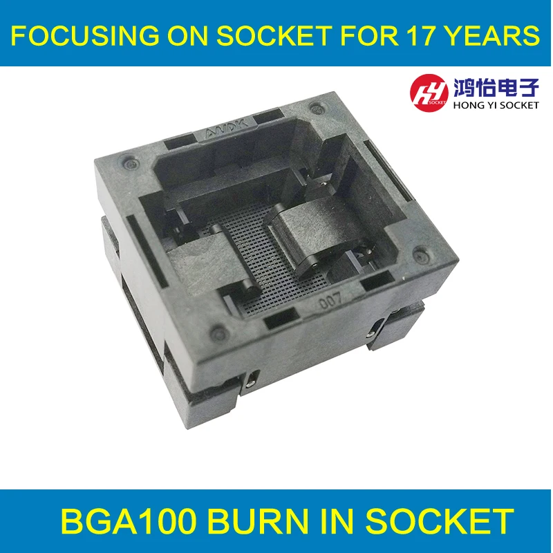 

BGA100 OPEN TOP burn in socket pitch 0.8mm IC size 9*9mm BGA100(9*9)-0.8-TP01NT BGA100 VFBGA100 burn in programmer socket