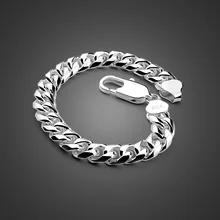 Men sterling silver jewelry 925 Sterling silver vintage link chain bracelet thick bracelet Cuban bracelet