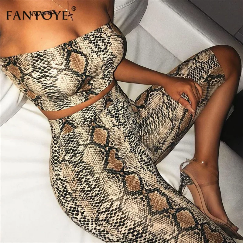 

Fantoye Snake Print Two Piece Set Rompers Women Jumpsuit Sexy High Waist Skinny Short Playsuit Casual Nightclub Party Overalls