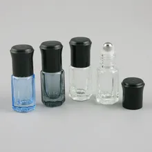 50x3 мл пустые мини-стеклянные бутылки для эфирных масел многоразовые флаконы для духов контейнеры для дезодорантов с черной крышкой