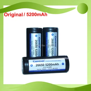 

6PCS/LOT Original Keeppower 3.7V 26650 ICR26650 5200mAh Protected High Drain Flashlight Battery