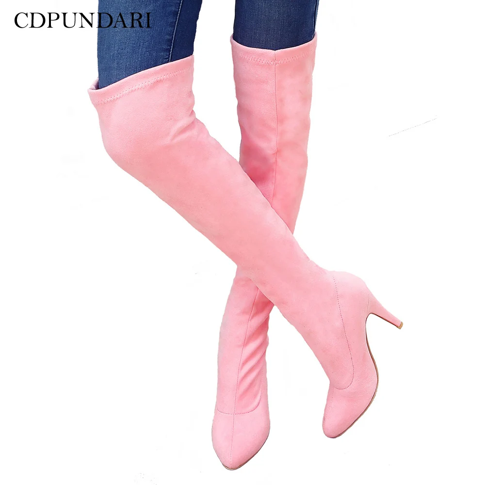 US $27.86 High Heels Over The Knee Boots Women Thigh High Boots Ladies Autumn Winter Long Boots Shoes Cuissardes Talons Hauts
