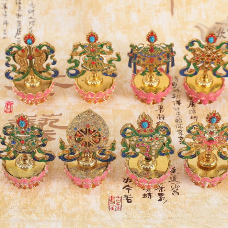 

4'' The Eight Auspicious Symbols Of Buddha, Alloy Material, Each Set 8 Pieces, Buddha Supply, For Daily Or Buddha-Worship