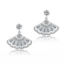 Дизайнерские вечерние серьги-гвоздики в винтажном стиле с бантом, цирконием, камнями, большим сектором, серебро 925 пробы для женщин