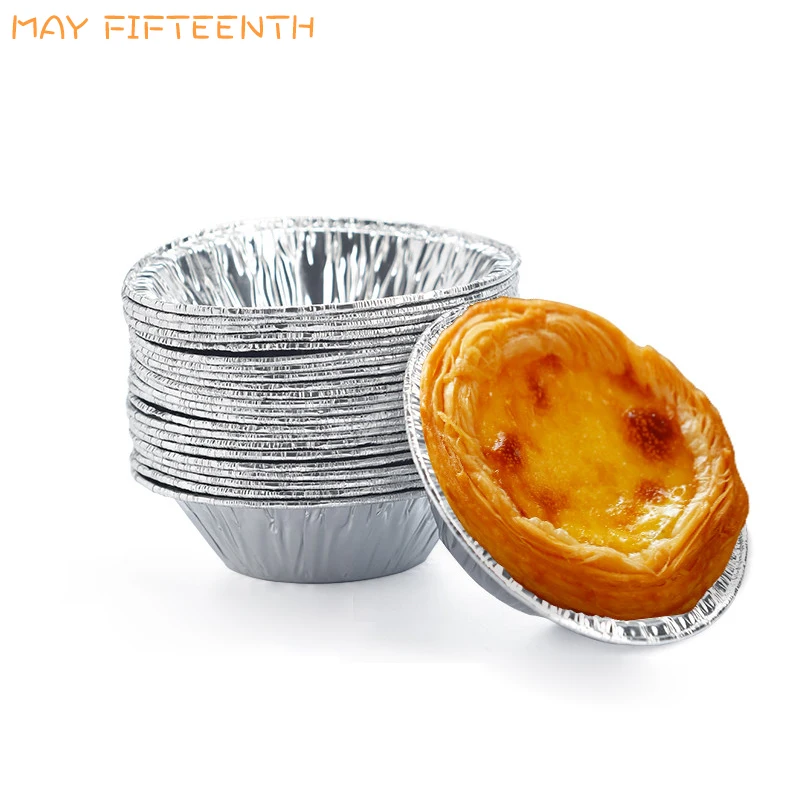 MAY FIFTEENTH Aluminum Alloy Disposable Egg Tart Mold for Baking Round