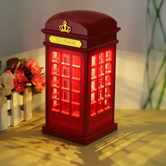 Touch Panel Retro Telephone Booth Usb Led Table Light For Bedroom Touch Panel Retro Telephone Booth Usb Led Table Light For Bedroom Lamp Battery Night
