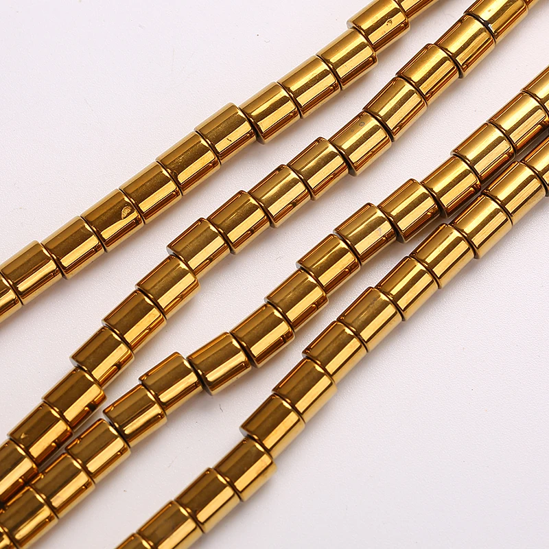 

4mm 6mm Pick Size Wholesale High quality Gold Hematite Tube loose spacer Beads For Bracelets Necklace Making Accessories