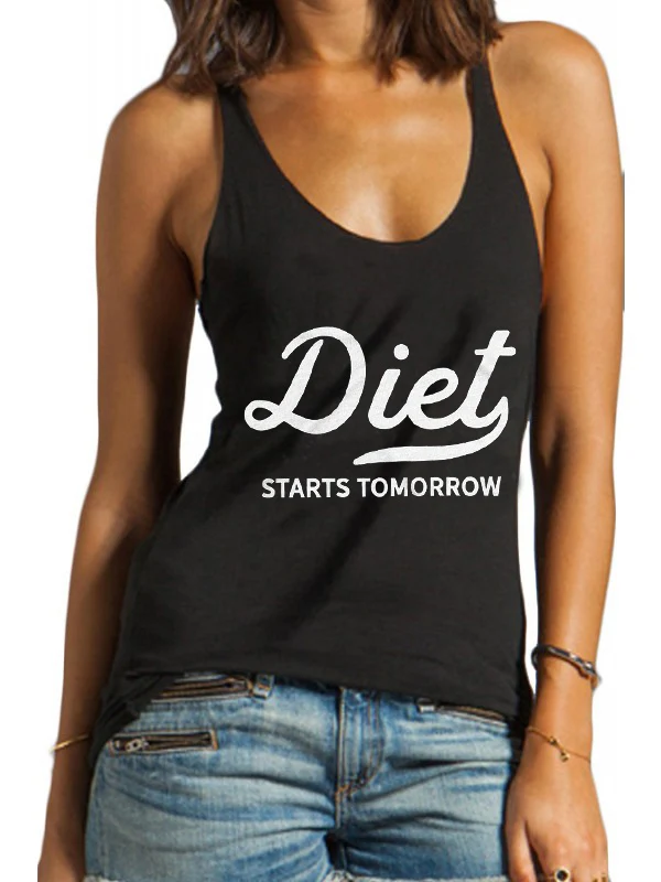 Майка с надписью Good Vibes и DIET Start TOMORROW для девочек Сезон лето Модная хлопковая