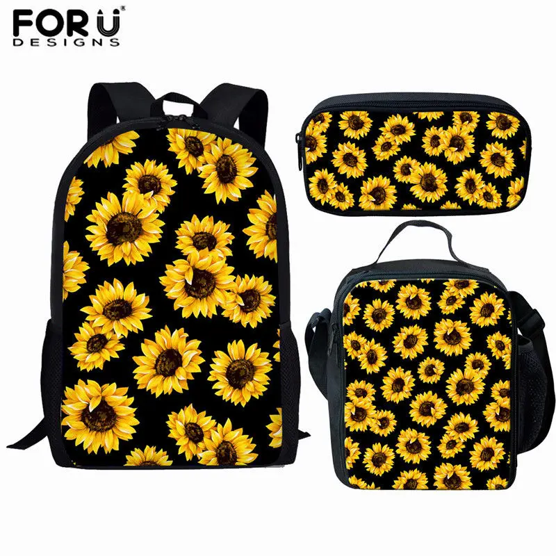 FORUDESIGNS/Новые рюкзаки с подсолнухами, школьные сумки для девочек-подростков, Детский рюкзак, детский школьный рюкзак, комплект mochila escolar - Цвет: L5268CGK