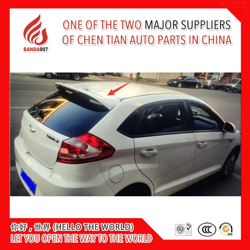 

Hot sale ABS Primer Unpainted color ST style Rear Roof Spoiler For Chery Fulwin 2 Hatchback / Storm 2 / Very / A13 / Celer