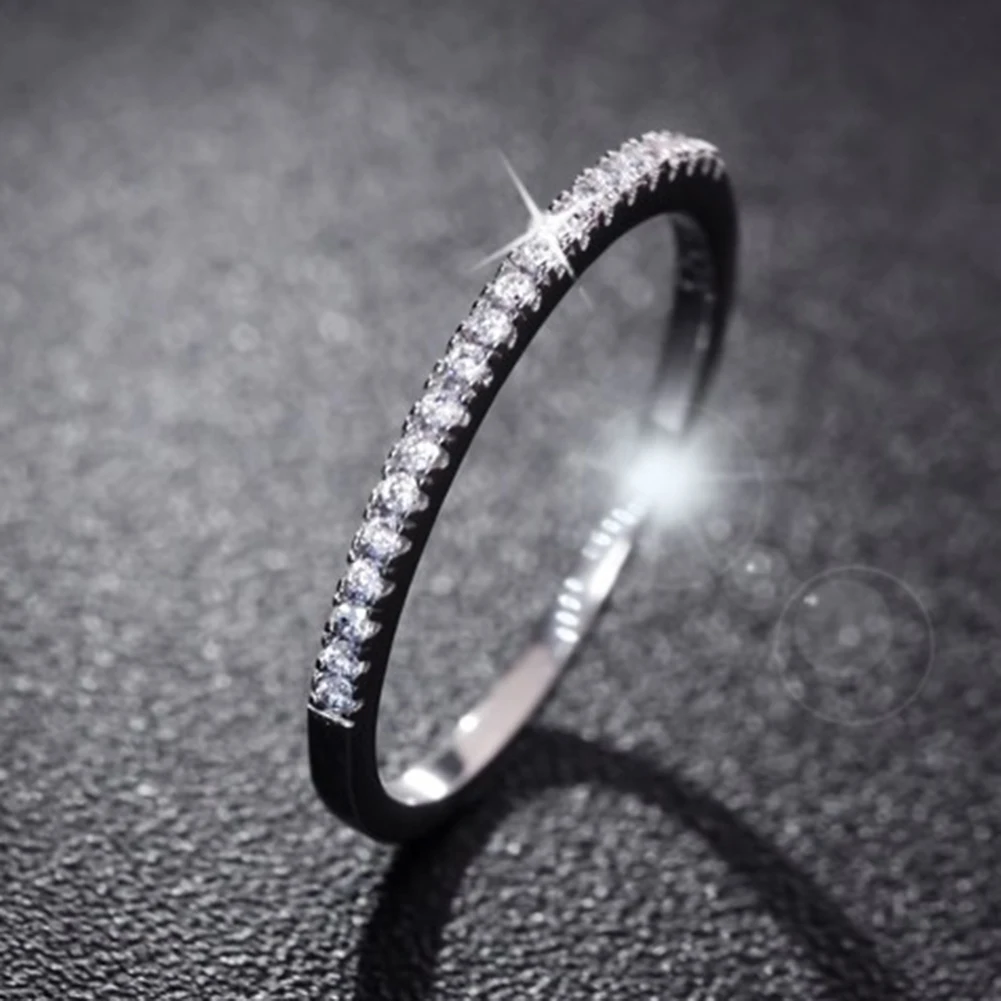 Модные женские туфли 925 пробы серебристыми стразами Свадебные Обручение кольцо изделия тонкий Aros Анелло anillo bague Анель