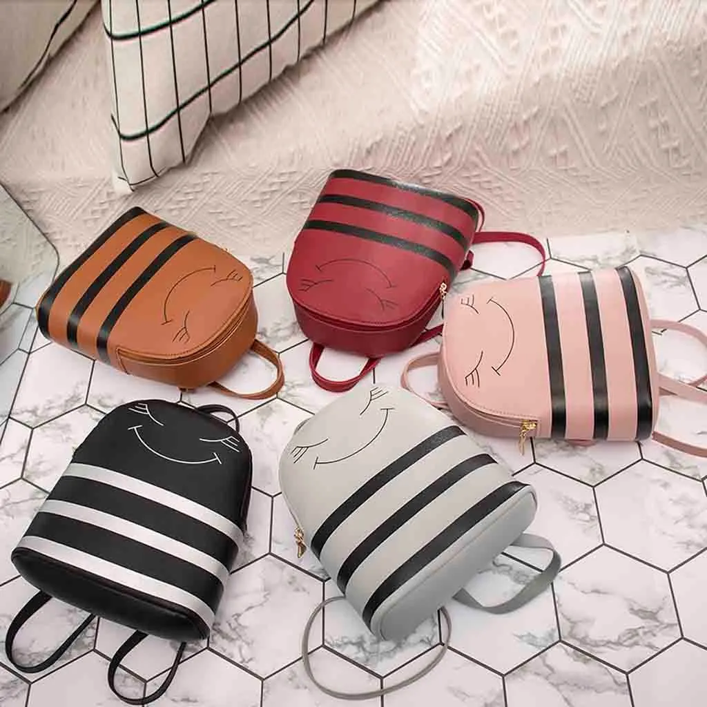 

Bags Women High Quality Girl Smiley Satchels Character Zipper Headphone Hole Backpack Slung Shoulder Bags Mobile Phone Purse