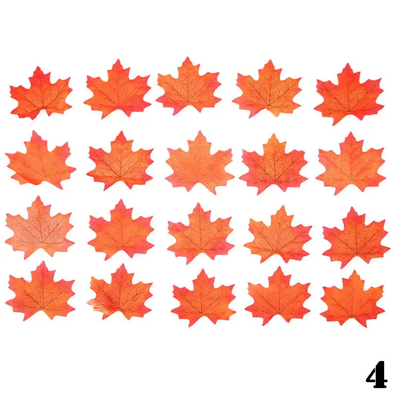 50Pcs DIY Colorful Autumn Leaves Maple Leaves Simulation Foliage Decoration