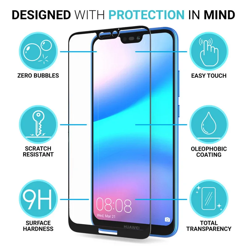 

Luxury ScratchProof Tempered Glass Phone Case for HuaWei P20 Lite P20 Pro P20 Plus Full Coverage Screen Protector Film Capa