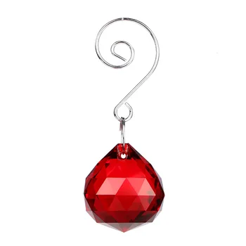 

30mm Faceted Ball Notes Shape Hook Red Crystal 10pcs/bag Pendants For Chandeliers Drop Prisms Wedding Decor Lamp Hanging Part