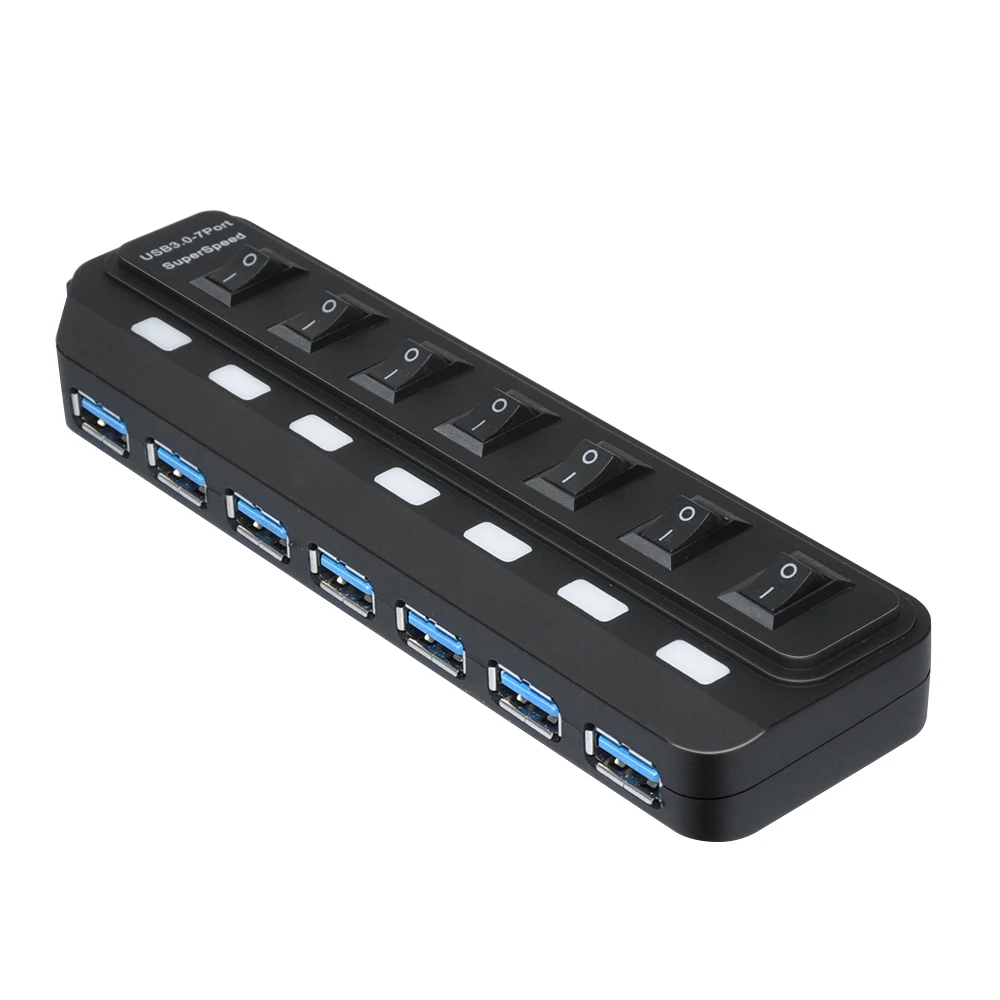 NEW USB HUB 3.0 Super Speed 5Gbps 7 Ports USB 3.0 HUB USB Splitter With On/Off Switch Platooninsert For Computer Peripherals