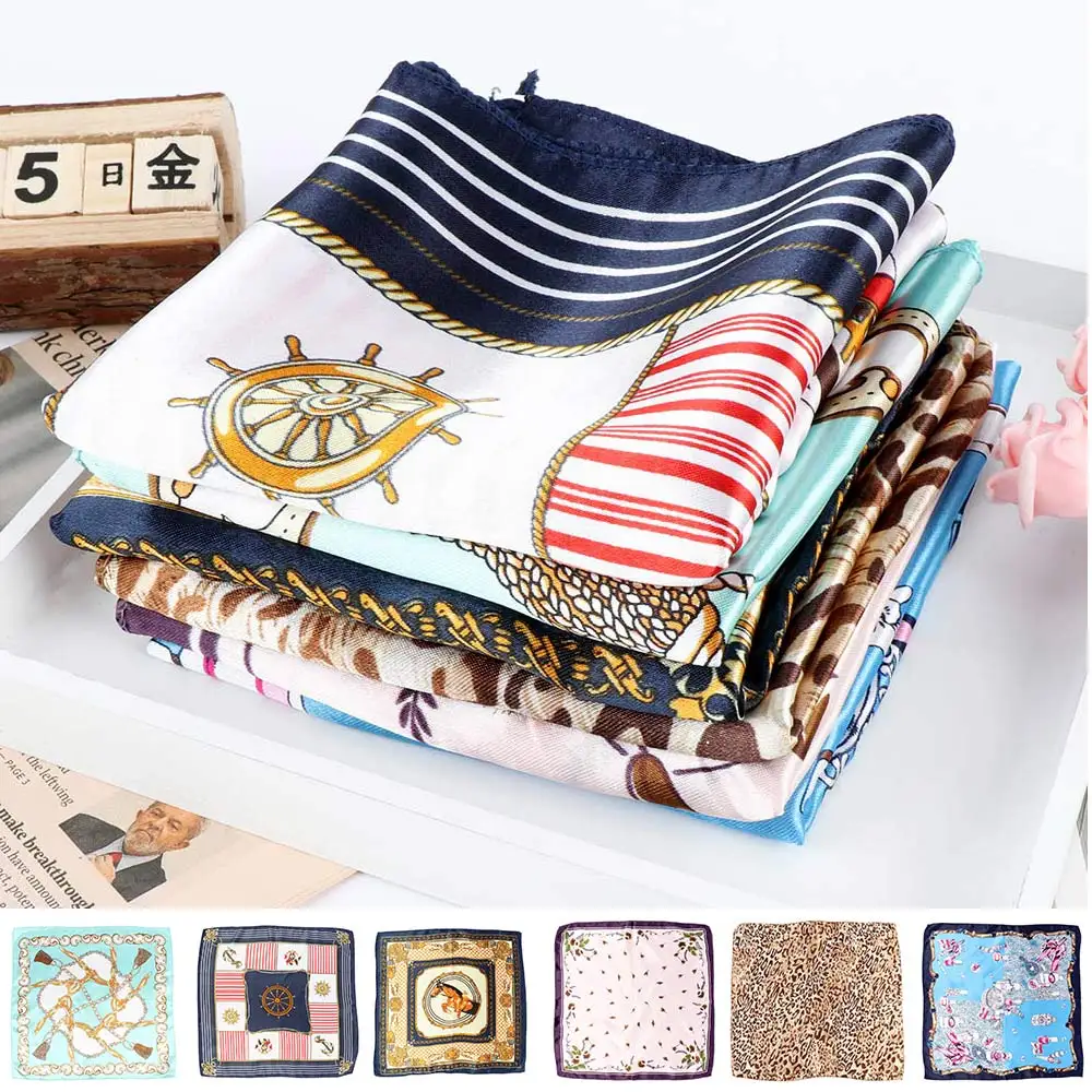 

Women's Multipurpose Leopard artificial Silk Small Square Scarves Available Head Shawl Accessories for Gift