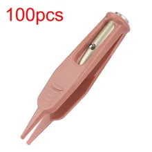 100 шт. СВЕТОДИОДНЫЙ Прибор для чистки ушей, инструмент для удаления пупка, пинцет для чистки ушей, пластиковый светодиодный фонарь для ухода за ушами