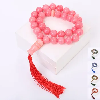 

100% Original Agate Muslim Rosary Gemstone Prayer Islam Tibetaanse Beads Chain Prayer Fine Jewelry Tassel Meditation Bracelet