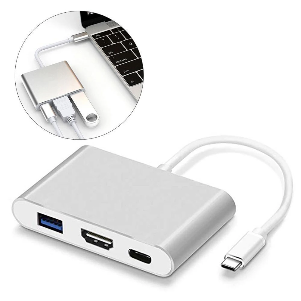 Новый Тип C к HDMI + USB 3 в 1 концентратор Splitrer адаптер питания зарядный кабель