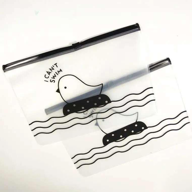 

1pcs/lot Kawaii Chicken Simple Transparent pencil bag Stationery storage mini file bag large PVC pencil case pen pouch