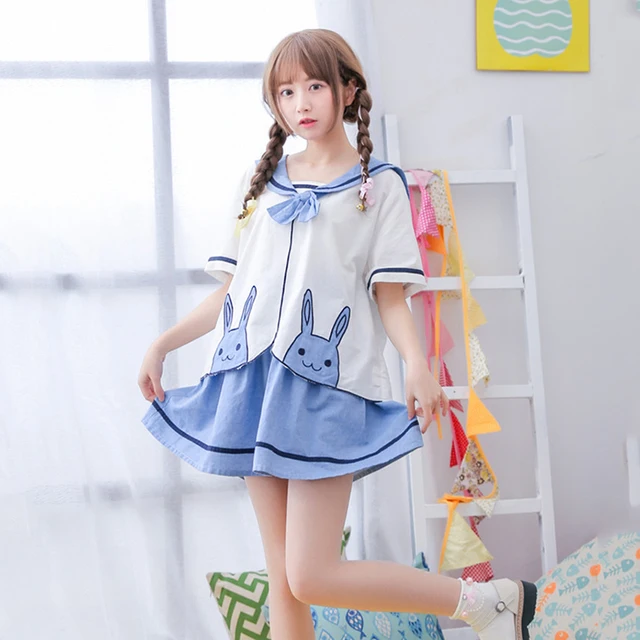 Gaya jepang Lucu Model Kelinci Kawaii Sekolah Seragam 