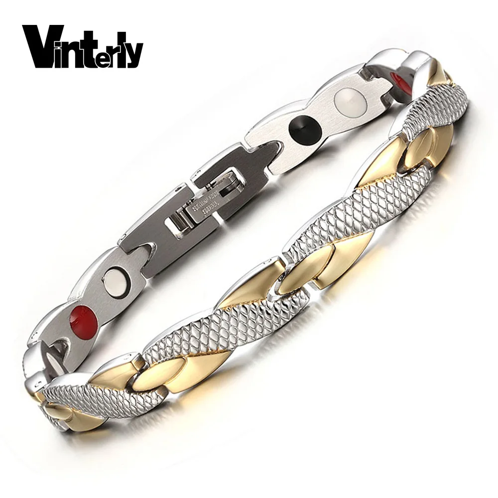 Brand Design Fashion Health Energy Bracelet Bangle Men 316L Stainless Steel Bio Magnetic Bracelets Black And