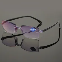 Новые алмазные обрезные двойные легкие пресбиопические очки анти-голубые легкие очки для пожилых людей модные очки для чтения
