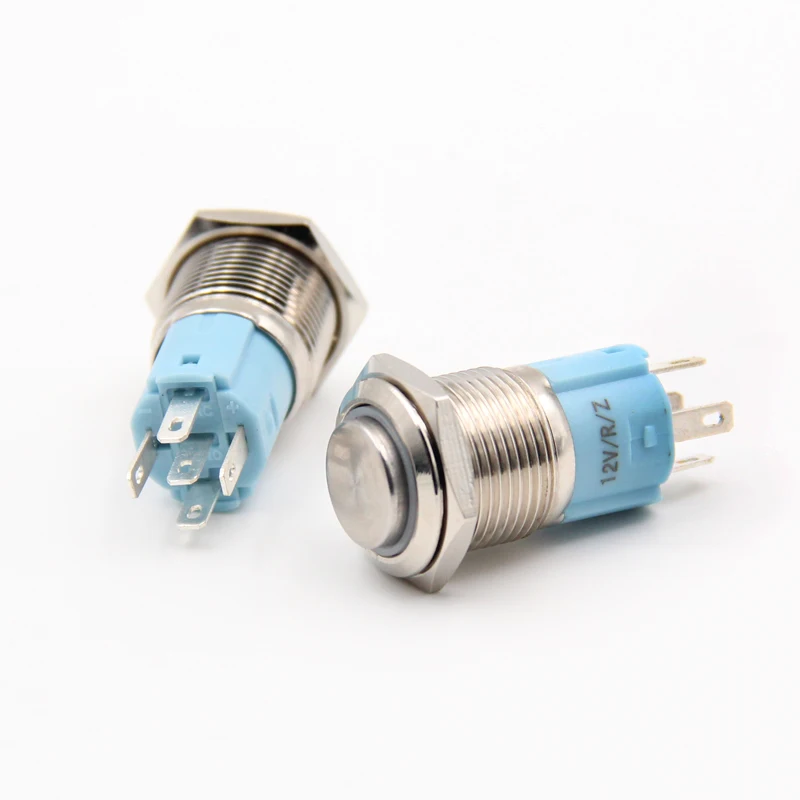 1PCS YT1073 16 mm Metal Push Button Switch Automatic Locking With 5 Colors LED 220V Convexity | Обустройство дома