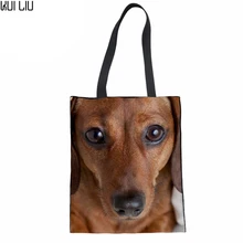 Такса Печать Женская хозяйственная сумка для отдыха Пляжная сумка студенческая сумка на плечо для девочек Повседневная Сумка Большая вместительная сумка